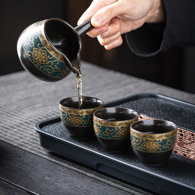 Golden Flower All-Black Tea Set