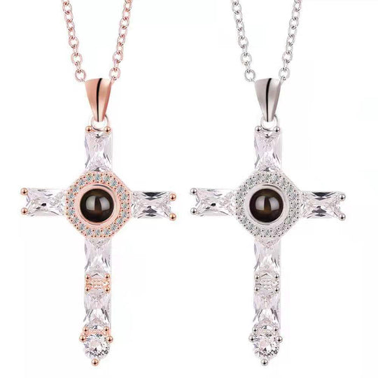 Cross With Lords Prayer Couple Necklace