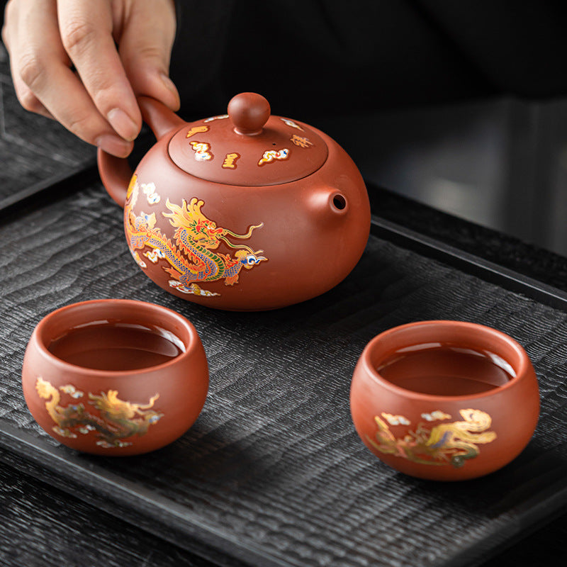 Dragon & Phoenix Color-Shift Chinese Teapot