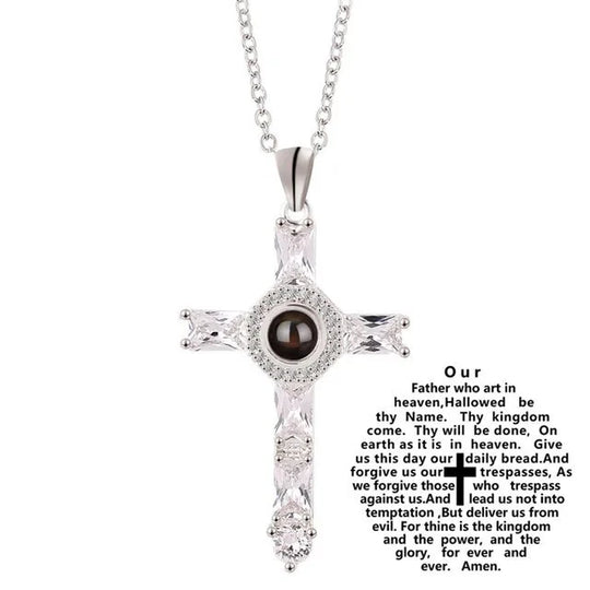 Cross With Lords Prayer Couple Necklace